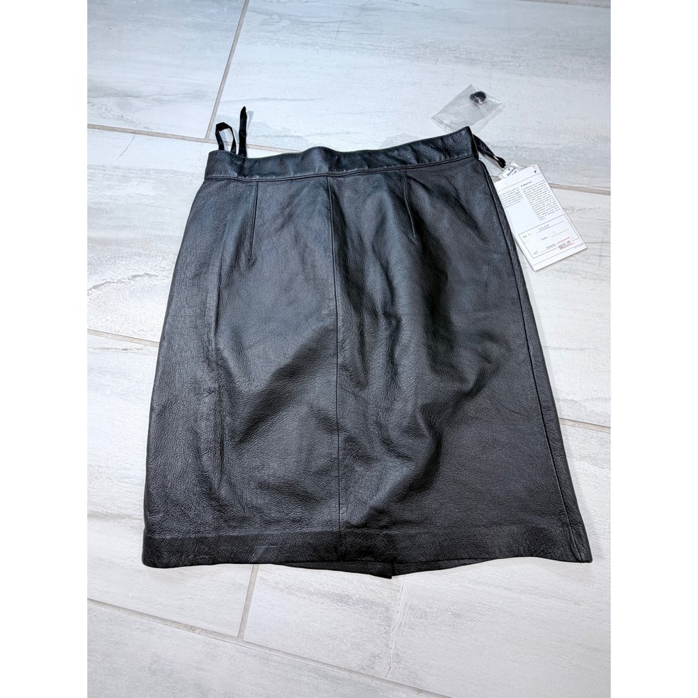 Collection Black Genuine Leather Mini Skirt High Waisted Pencil D 40 NL 40 NEW